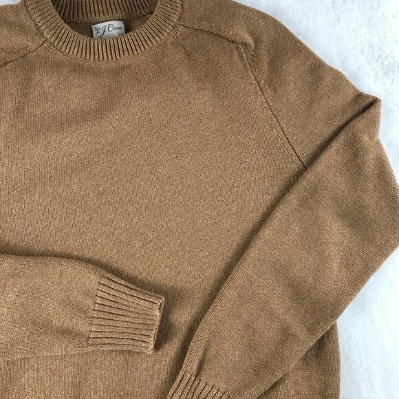 Men's J. CREW Heritage cotton crewneck sweater Camel Beige XS - Picture 3 of 6